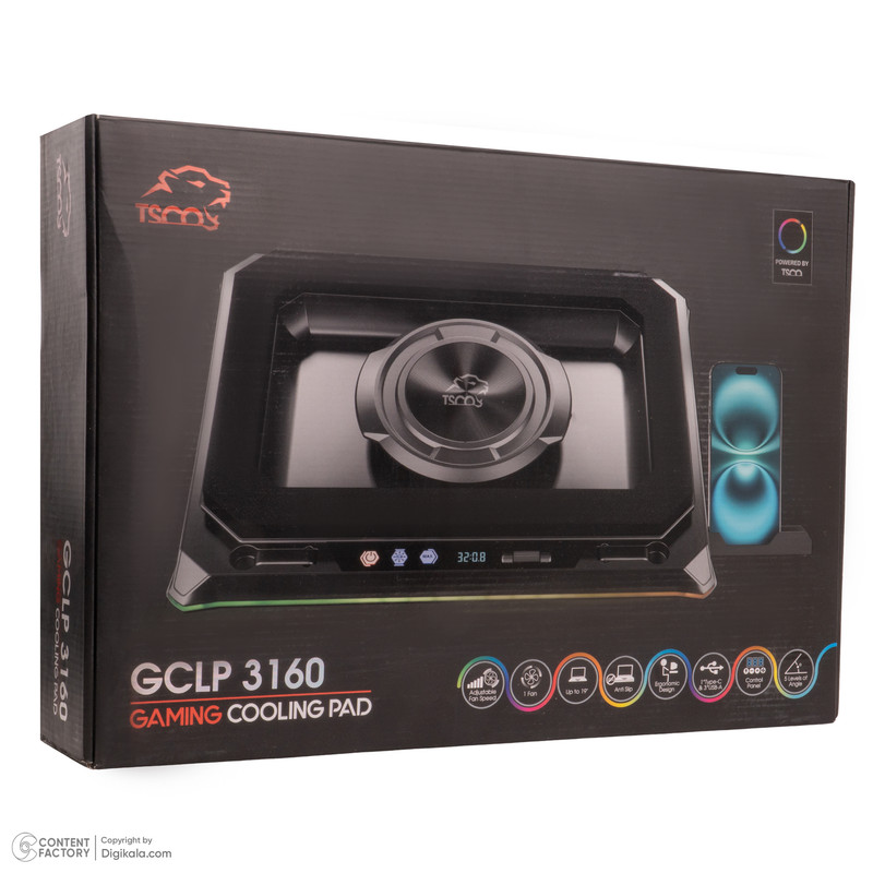 فن خنک کننده لپ تاپ تسکو GCLP3160حرفه ای و گیمینگ