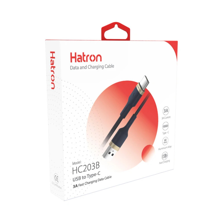 کابل شارژ HATRON مدل HC203B پورت TYPE-C یک متری