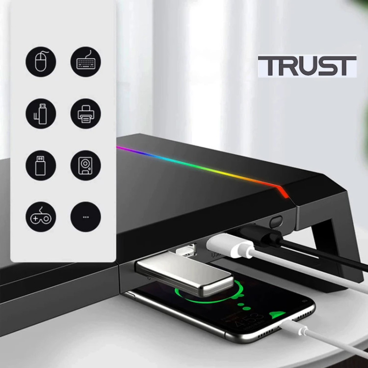 پایه نگهدارنده مانیتور تراست مدل TDESK دارای RGB